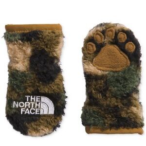 The North Face Oso Black and Brown Furry Mittens